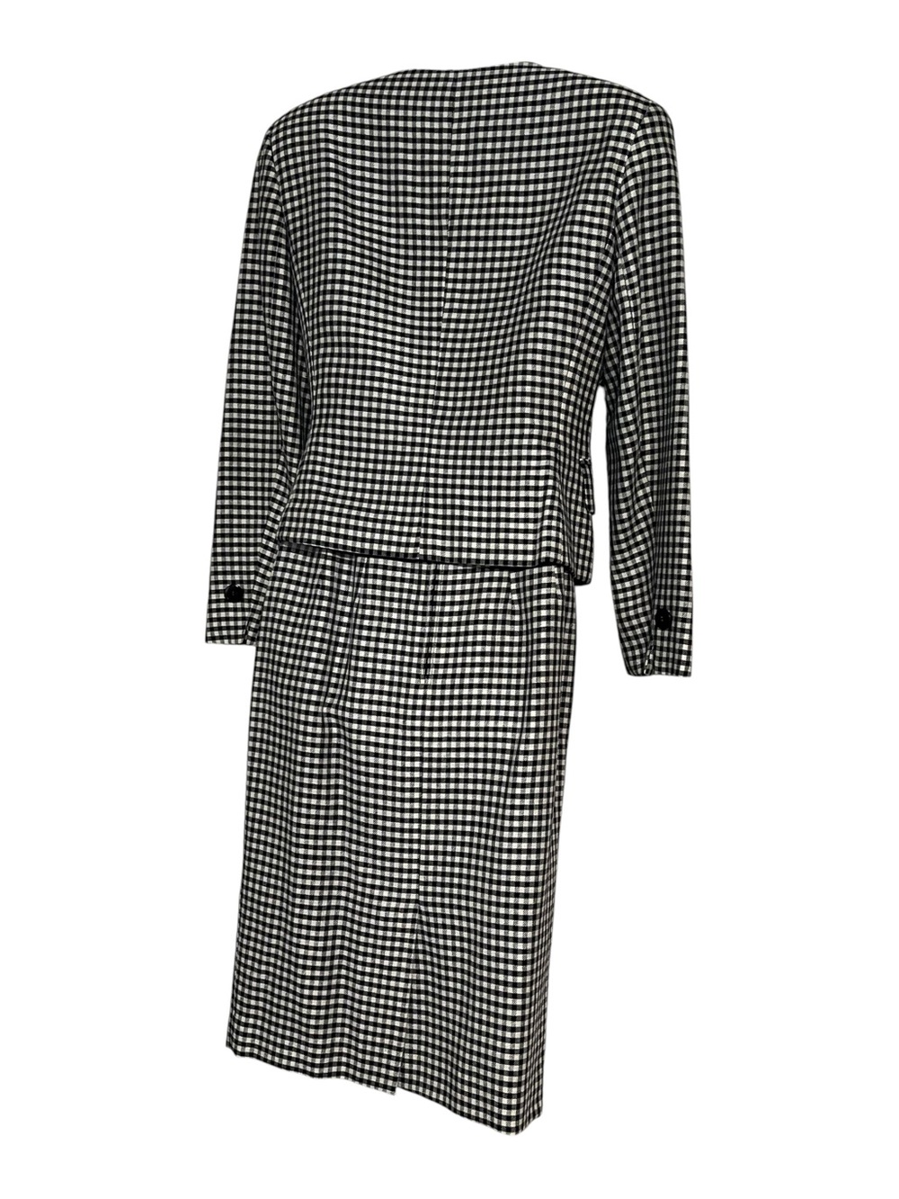 Vintage Christian Dior The Suit 2 Piece Skirt Set Size 6 Black White Gingham - Picture 5 of 13